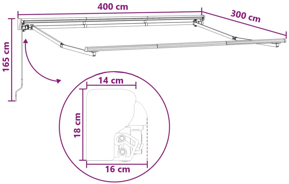 Rankinė sulankstoma markizė Smėlio 4 × 3 m