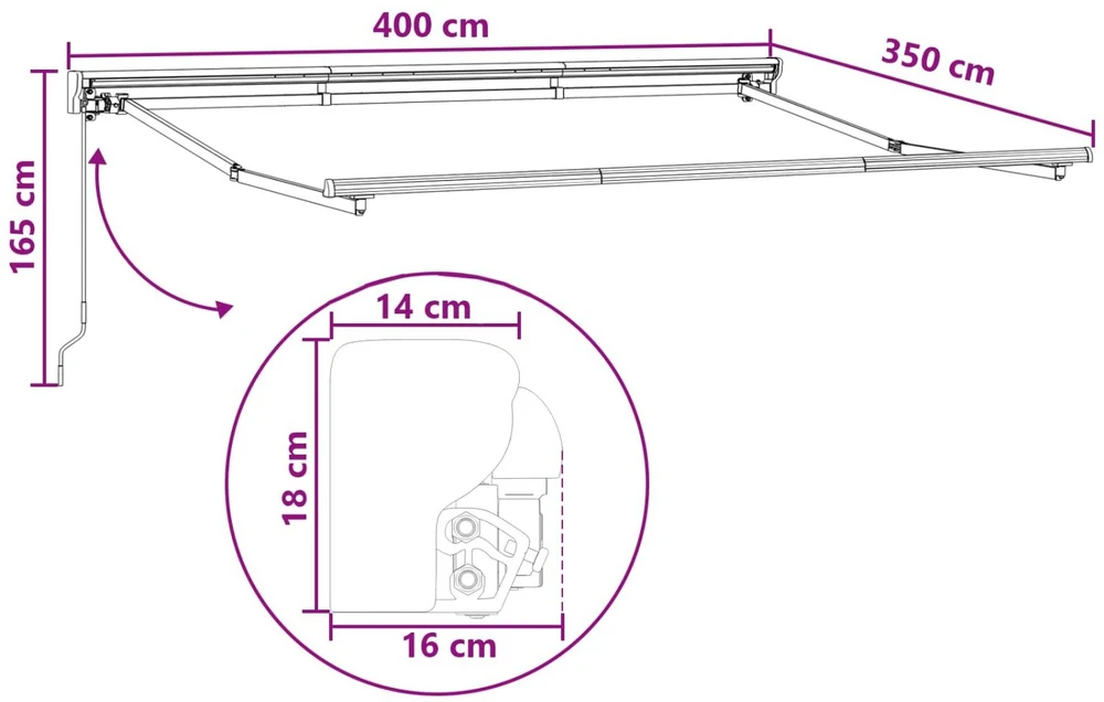 Rankinė sulankstoma markizė Smėlio 4 × 3,5 m