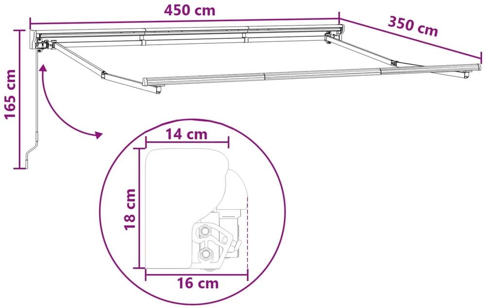 Rankinė sulankstoma markizė Smėlio 4,5 × 3,5 m