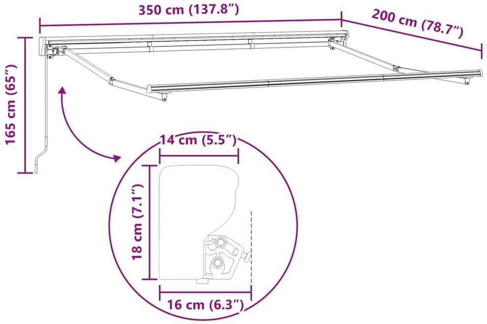 Rankinis markizės rėmas Antracitas 3,5 x 2 m Plienas