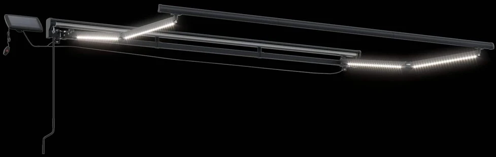 Rankinis markizės rėmas su LED 3 x 2 m Poliesteris su PU danga