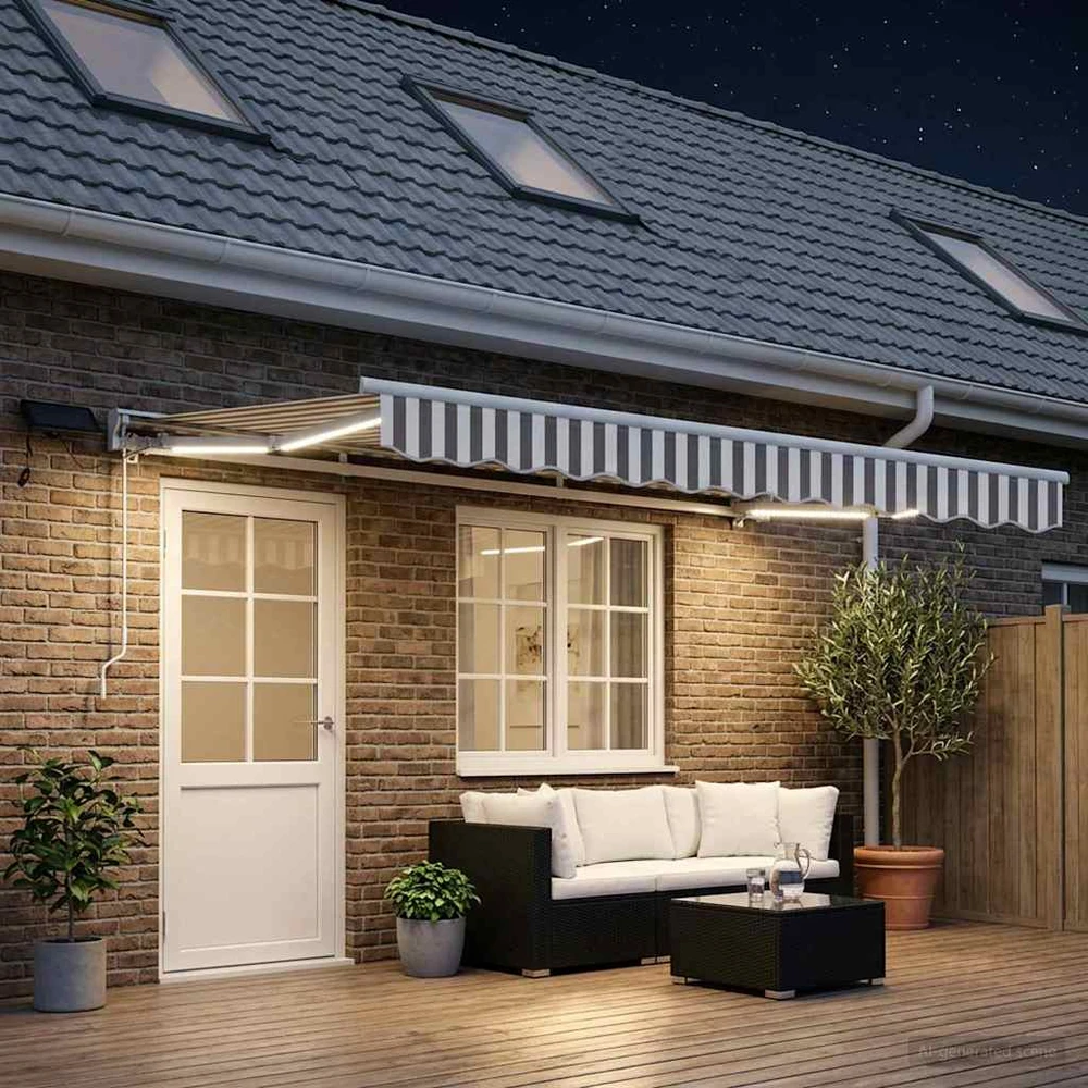 Rankinis markizės rėmas su LED 4,5 × 3,5 m