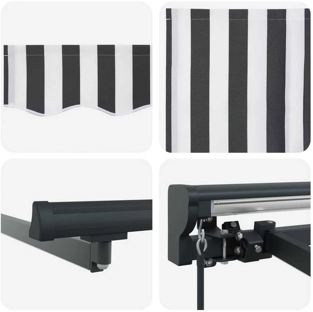 Rankinis markizės rėmas su LED Antracito ir baltos 5 × 3,5 m