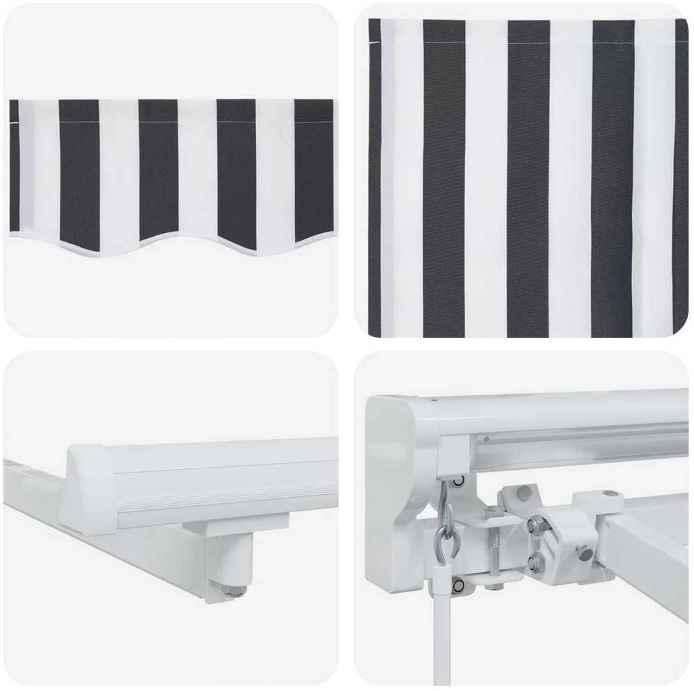 Rankinis markizės rėmas su LED Antracito ir baltos 4,5 × 3,5 m