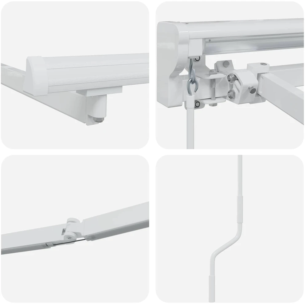 Rankinis markizės rėmas su LED Baltas 4 × 3 m Aliuminis
