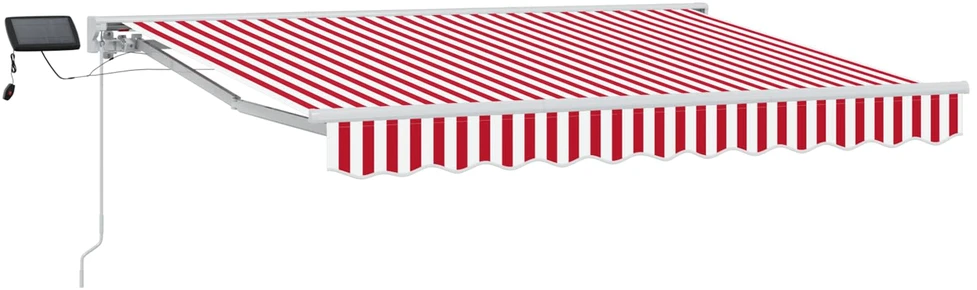 Rankinis markizės rėmas su LED Raudona ir balta 3 x 2,5 m