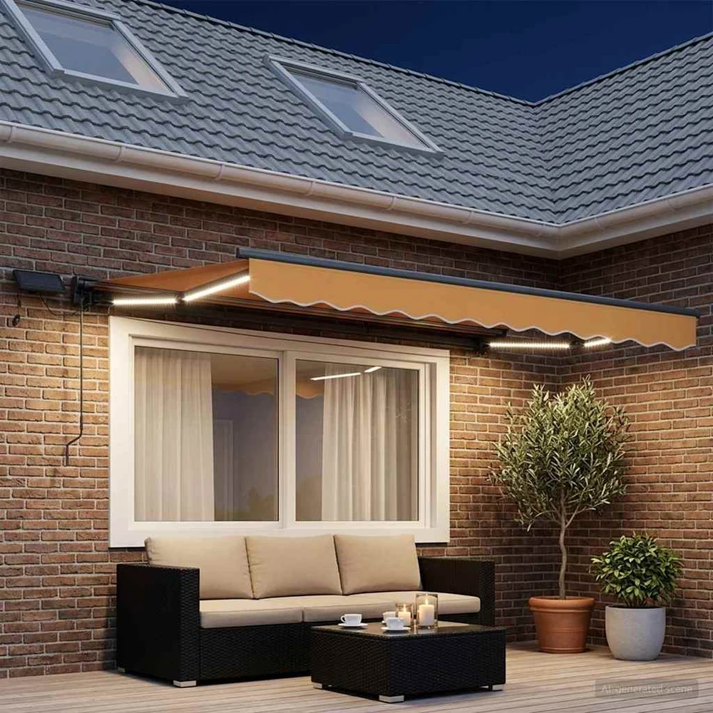 Rankinis markizės rėmas su LED Smėlio 2,5 x 2 m