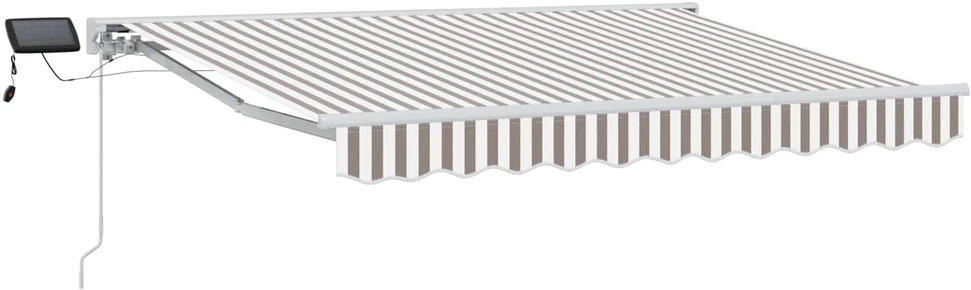 Rankinis markizės rėmas su LED Šviesiai pilka ir balta. 4 × 3 m