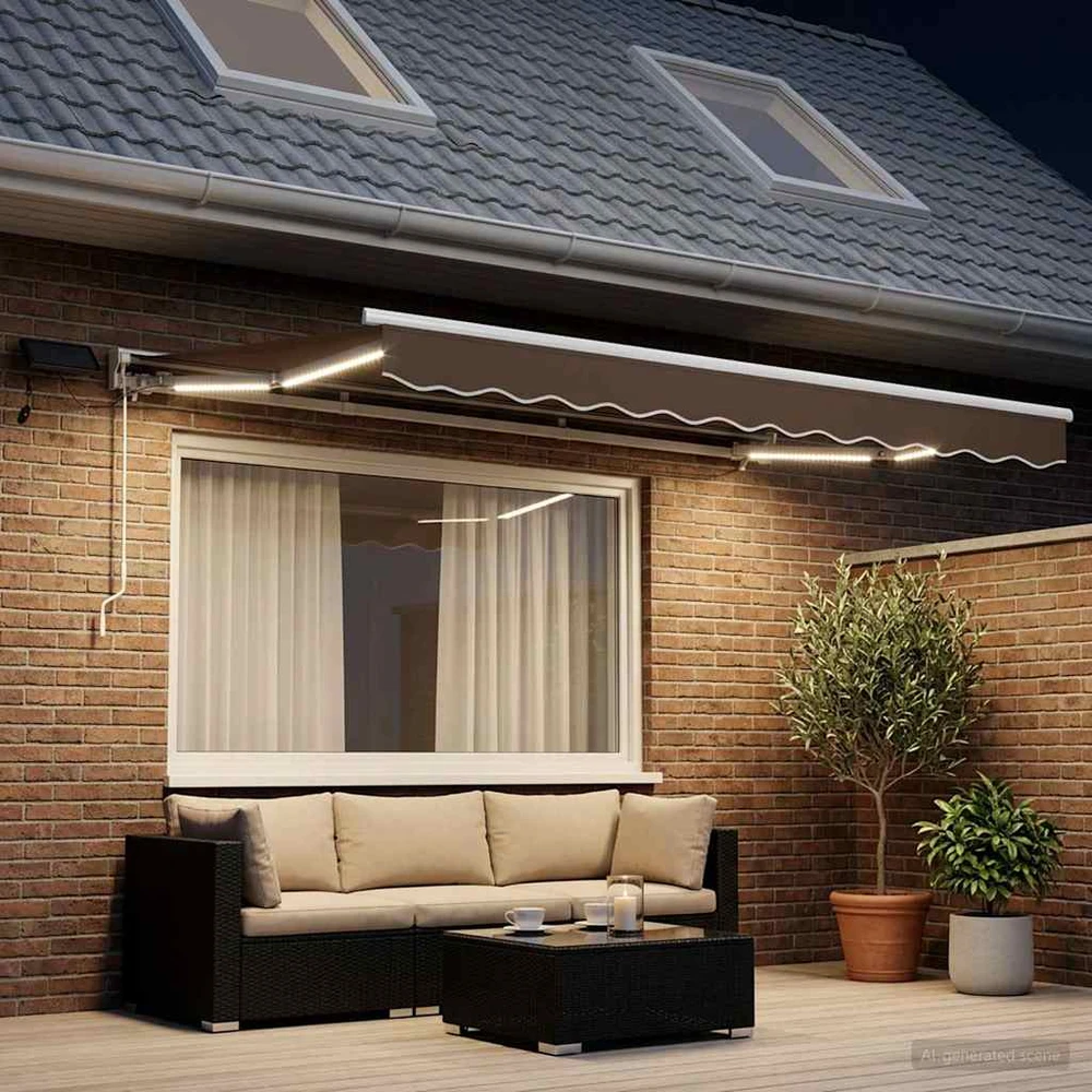 Rankinis markizės rėmas su LED Taupe 3 x 2,5 m