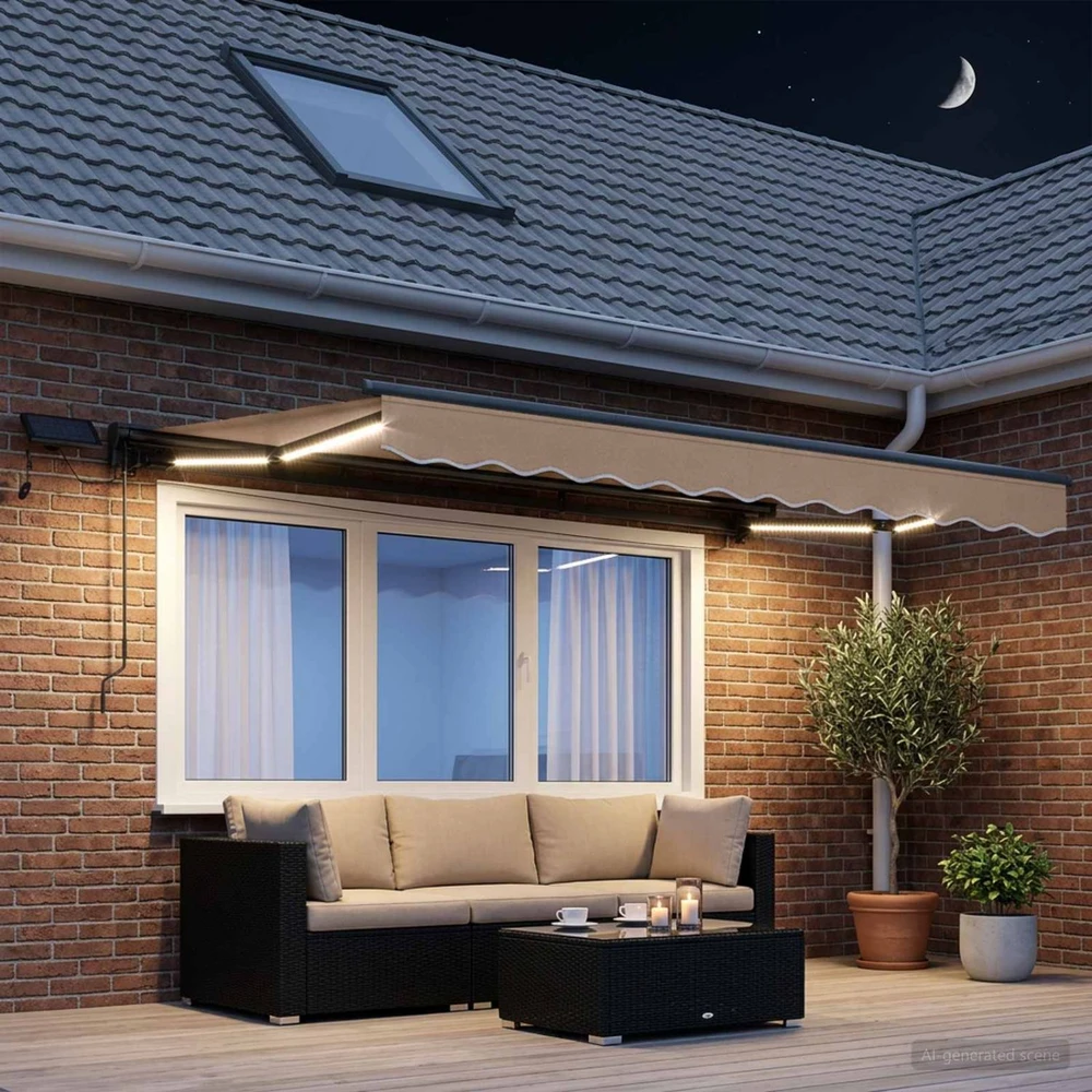 Rankinis markizės rėmas su LED Taupe 4 x 2 m
