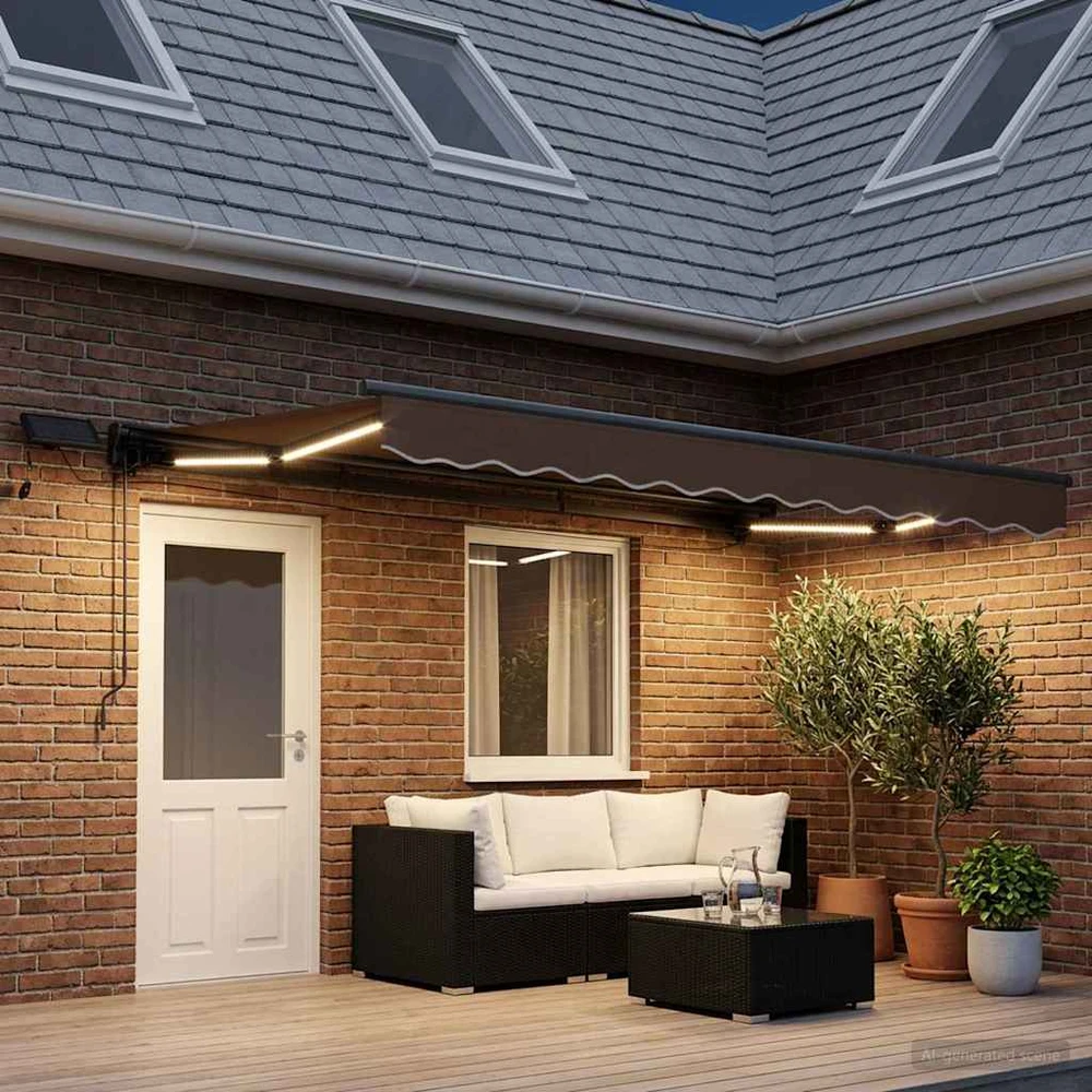 Rankinis markizės rėmas su LED Taupe 4,5 × 3,5 m