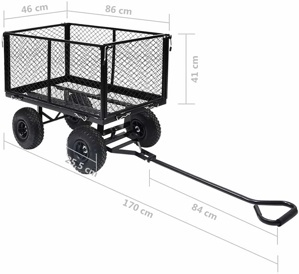 Rankinis sodo vežimėlis, juodos spalvos, 350kg