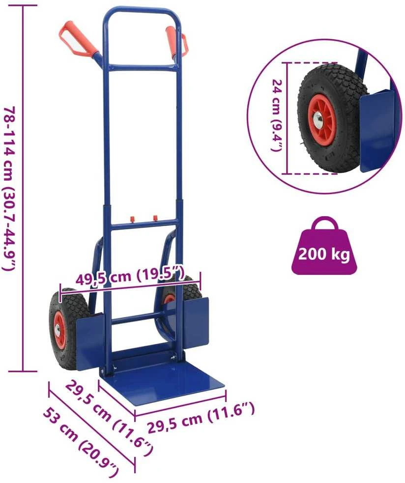 Išskleidžiama rankinė vežimėlis Mėlyna ir raudona Plienas
