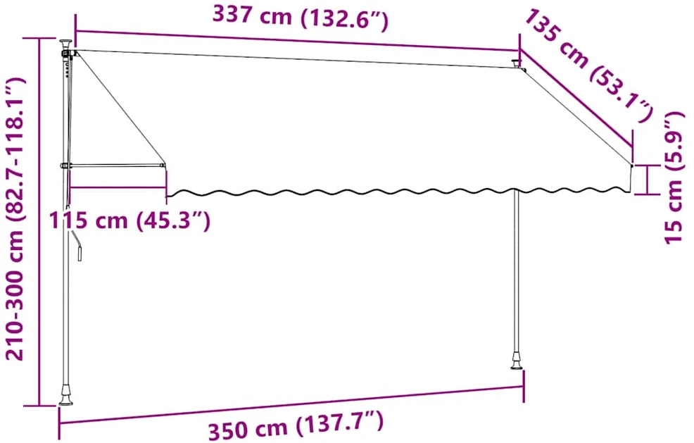 Rankiniu būdu ištraukiama markizė, 350cm, kreminės sp.