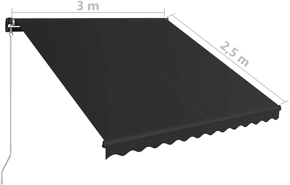 Rankiniu būdu ištraukiama markizė, antracito spalvos, 300x250cm