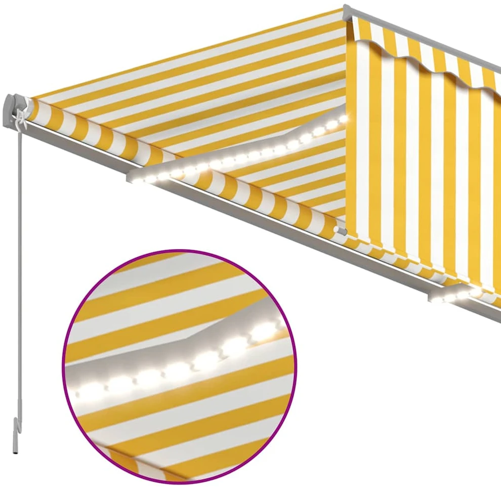 Rankiniu būdu ištraukiama markizė, geltona ir balta, 3x2,5m