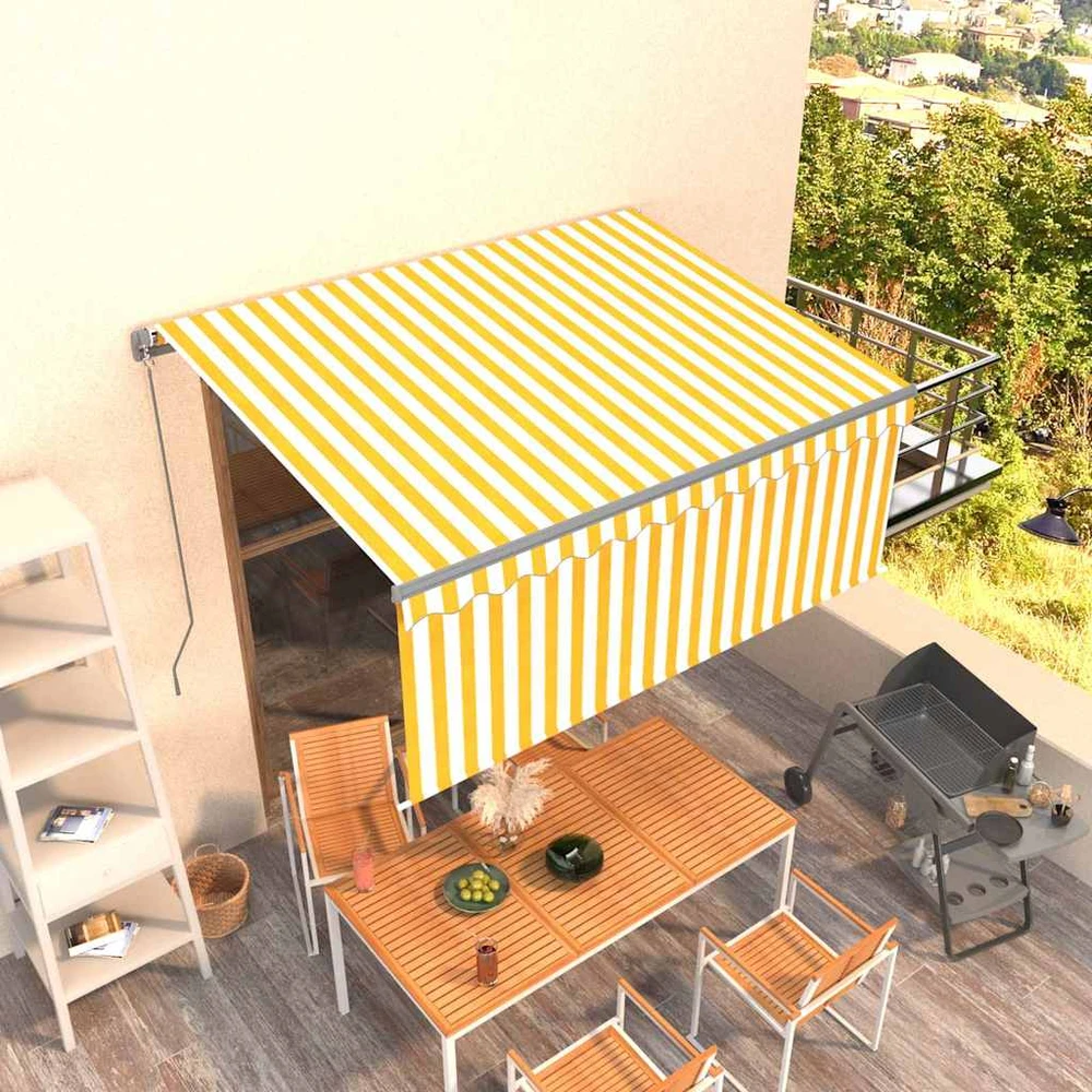 Rankiniu būdu ištraukiama markizė, geltona ir balta, 3x2,5m