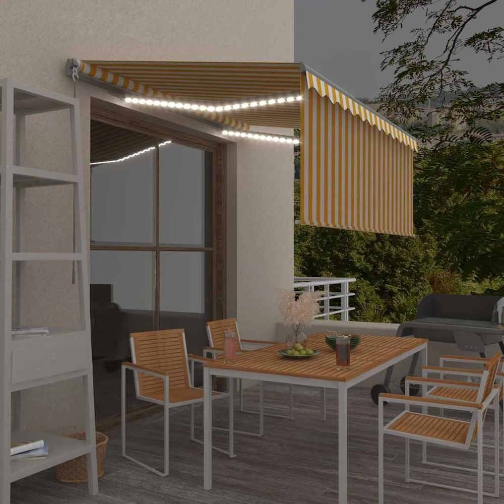 Rankiniu būdu ištraukiama markizė, geltona ir balta, 3x2,5m