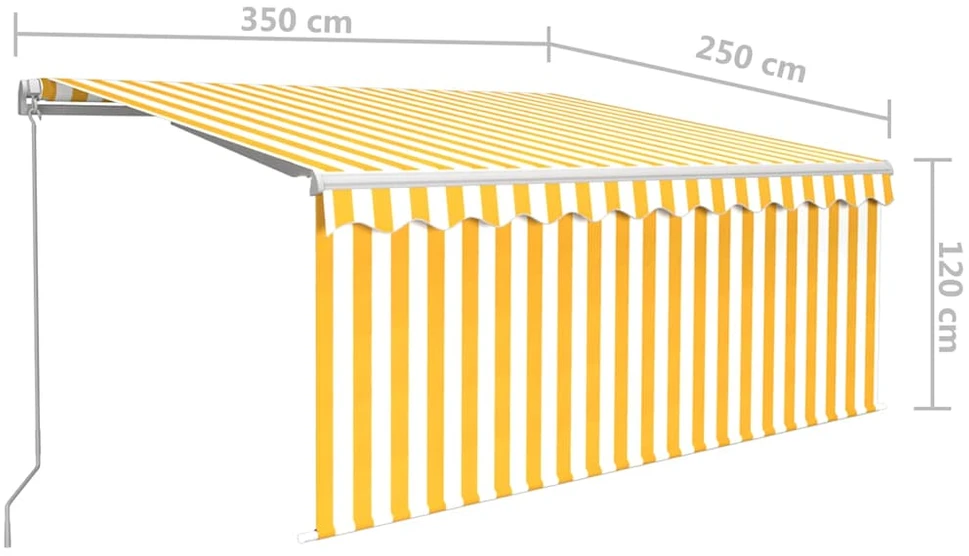 Rankiniu būdu ištraukiama markizė, geltona ir balta, 3,5x2,5m