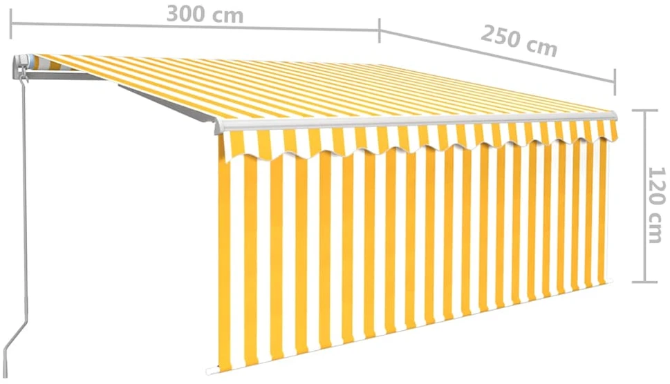 Rankiniu būdu ištraukiama markizė, geltona ir balta, 3x2,5m