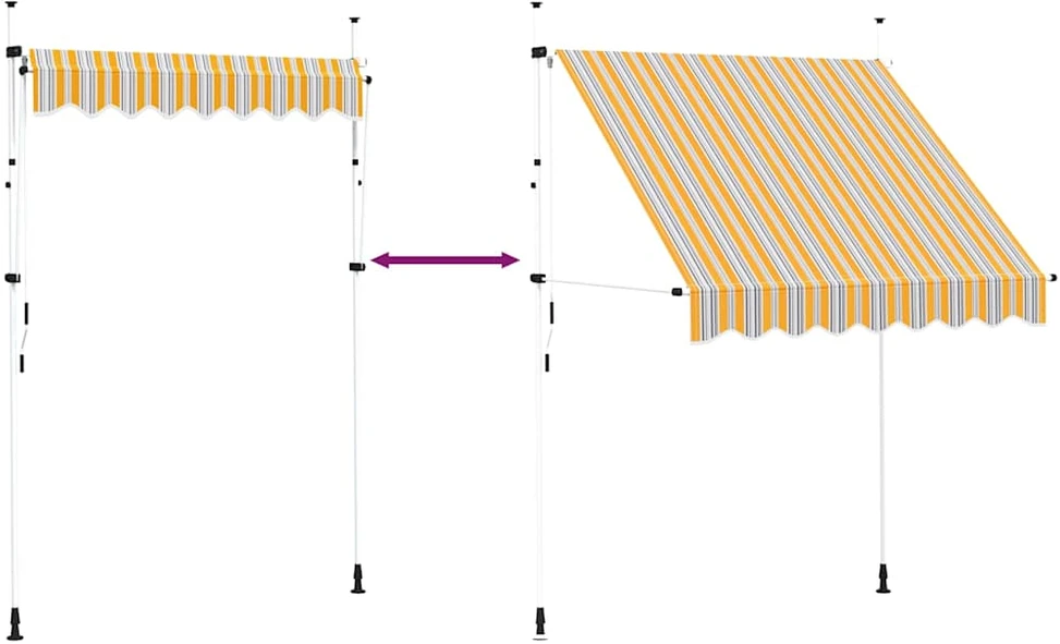 Rankiniu būdu ištraukiama markizė, geltoni/mėlyni dryžiai, 200cm