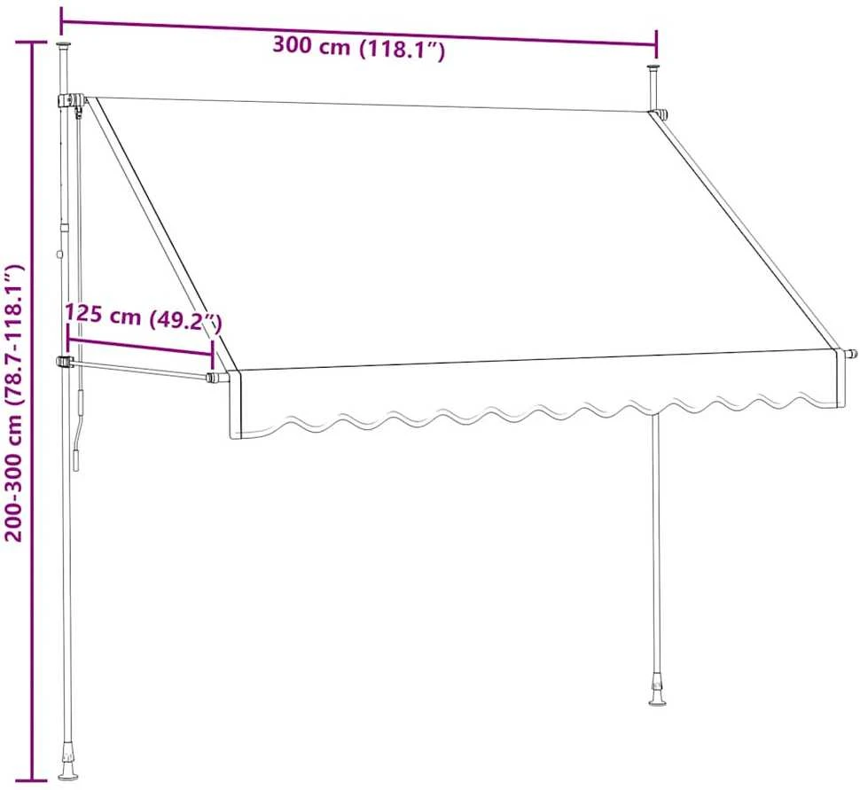 Rankiniu būdu ištraukiama markizė, kreminė, 300cm