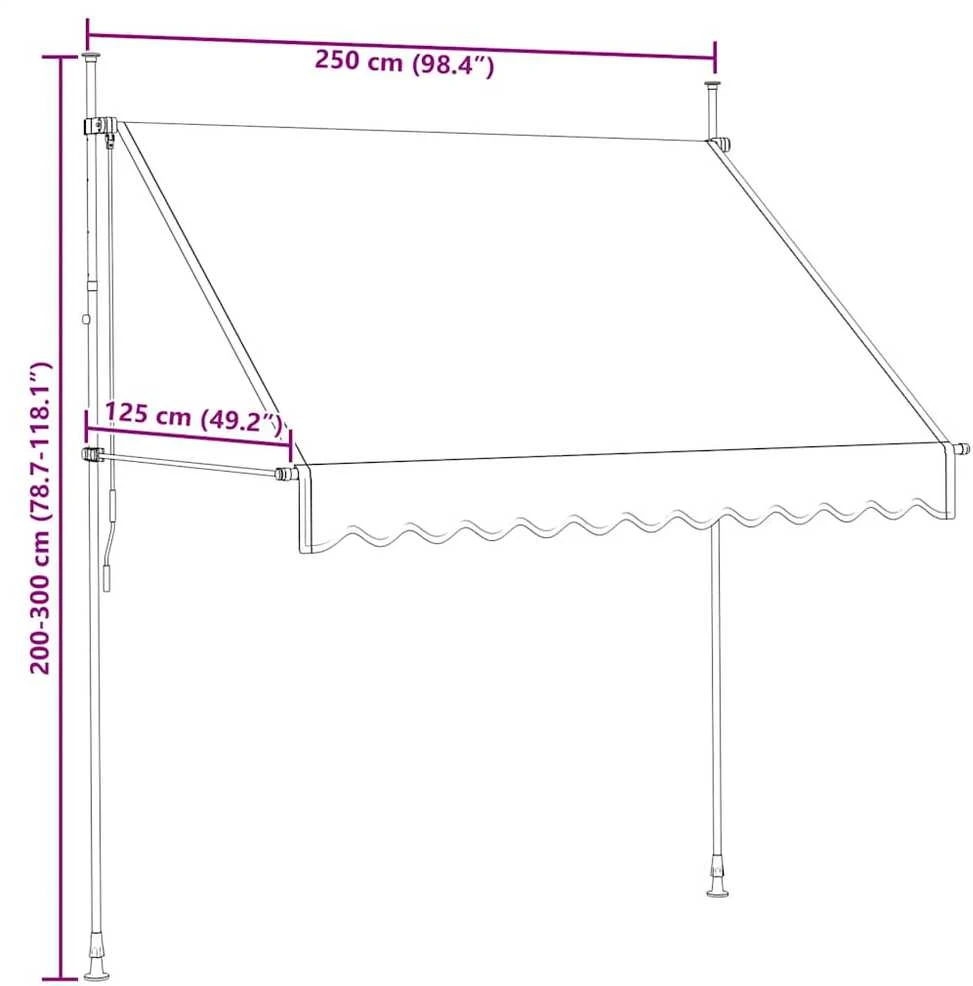 Rankiniu būdu ištraukiama markizė, kreminė, 250cm