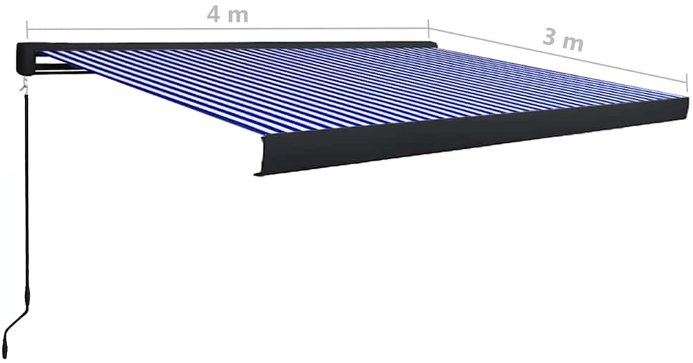 Rankiniu būdu ištraukiama markizė, mėlyna ir balta, 400x300cm