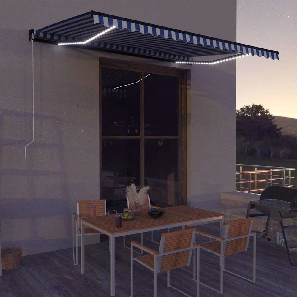 Mechaninė markizė su saulės energija maitinamais LED 5 x 3 m