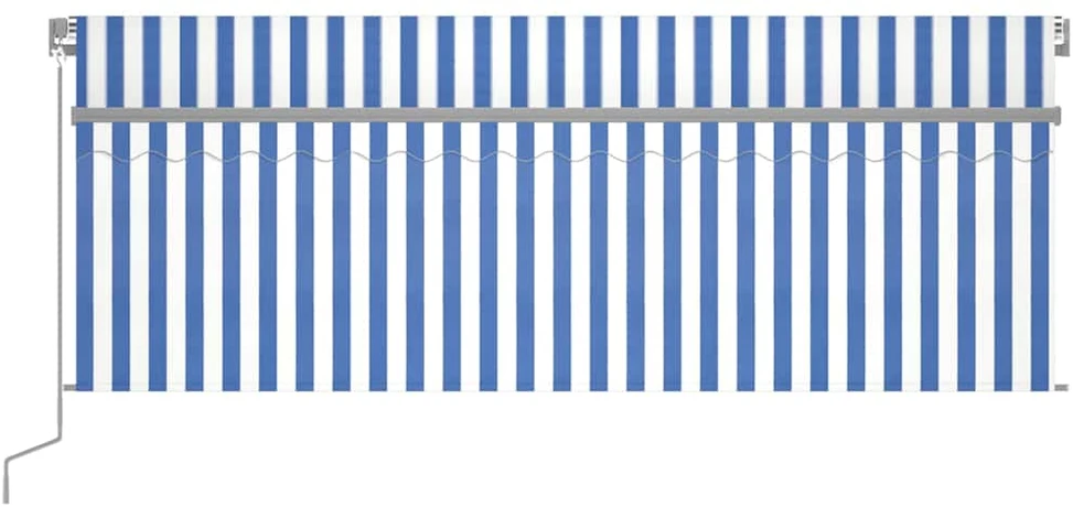 Rankiniu būdu ištraukiama markizė, mėlyna ir balta, 4,5x3m