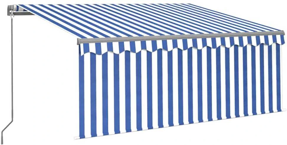 Rankiniu būdu ištraukiama markizė, mėlyna ir balta, 3x2,5m