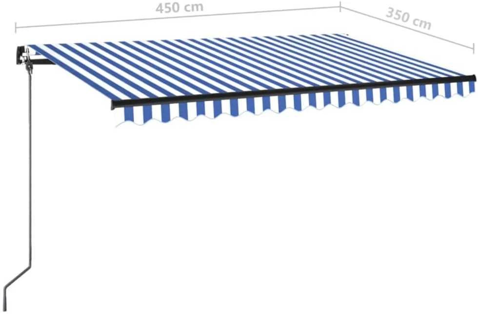 Rankiniu būdu ištraukiama markizė, mėlyna ir balta, 450x350cm