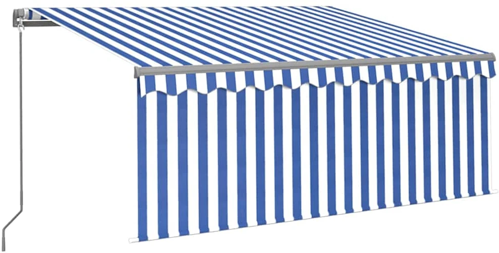 Rankiniu būdu ištraukiama markizė, mėlyna ir balta, 3x2,5m