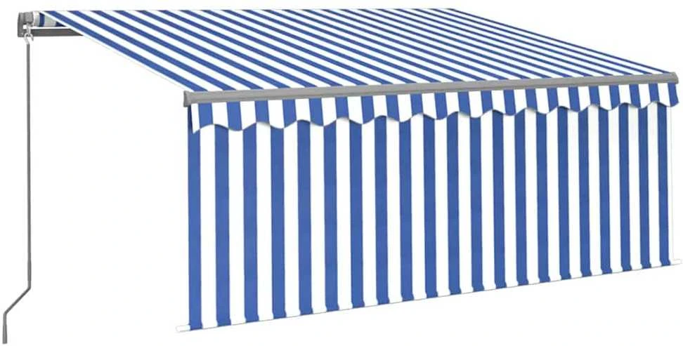 Rankiniu būdu ištraukiama markizė, mėlyna ir balta, 3,5x2,5m