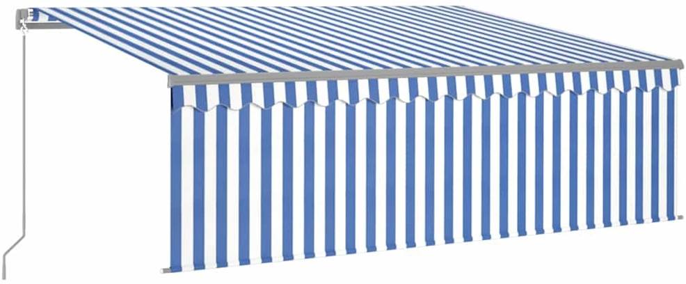 Rankiniu būdu ištraukiama markizė, mėlyna ir balta, 4x3m