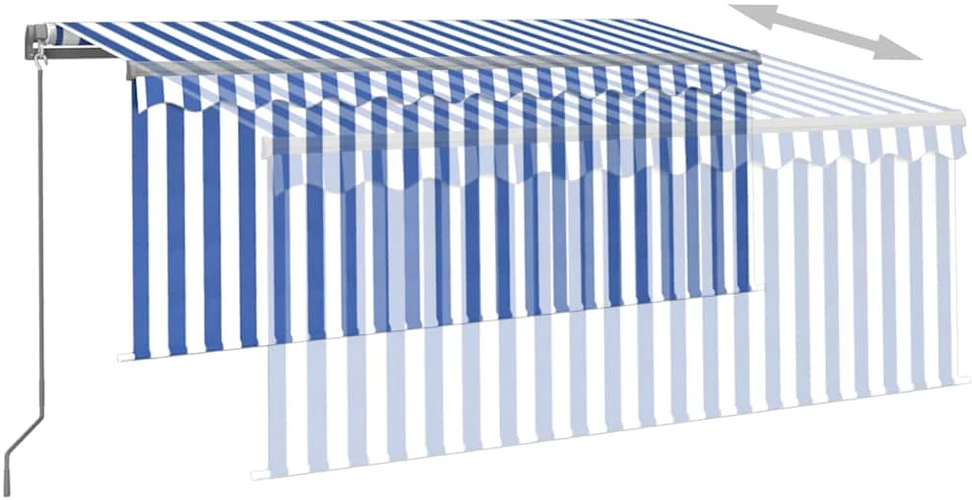 Rankiniu būdu ištraukiama markizė, mėlyna ir balta, 3x2,5m