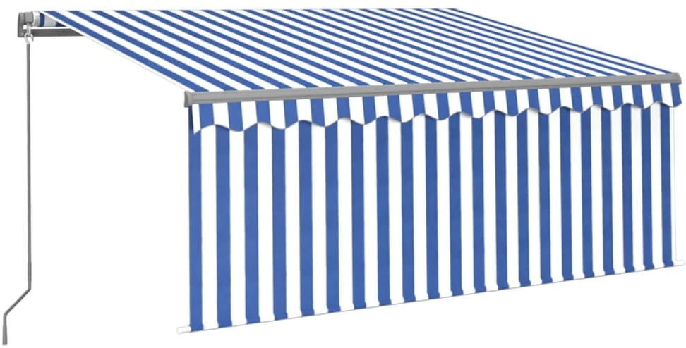 Rankiniu būdu ištraukiama markizė, mėlyna ir balta, 3x2,5m