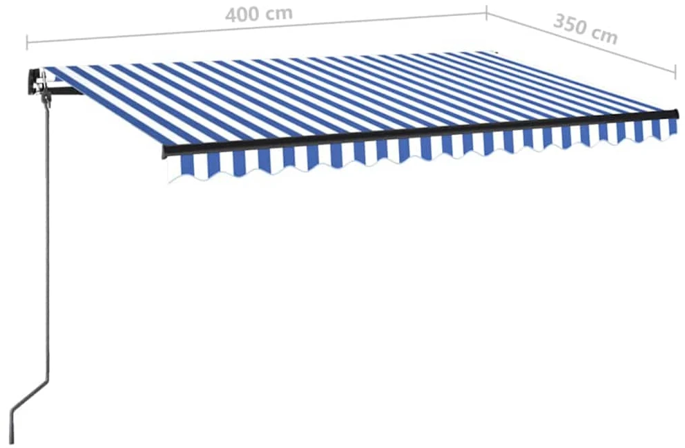 Rankiniu būdu ištraukiama markizė, mėlyna ir balta, 400x350cm