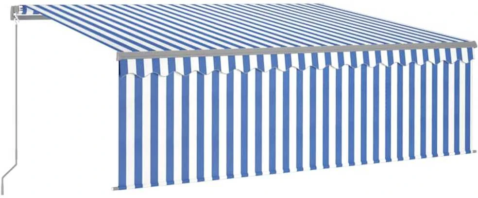 Rankiniu būdu ištraukiama markizė, mėlyna ir balta, 4,5x3m