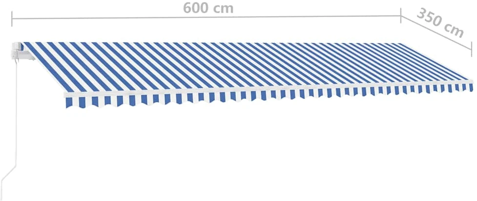 Rankiniu būdu ištraukiama markizė, mėlyna/balta, 600x350cm