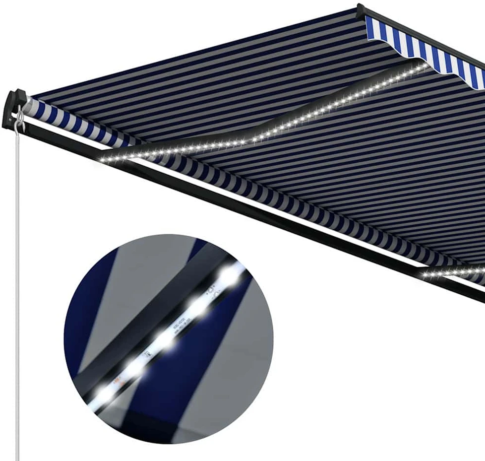 Mechaninė markizė su saulės energija maitinamais LED 5 x 3 m