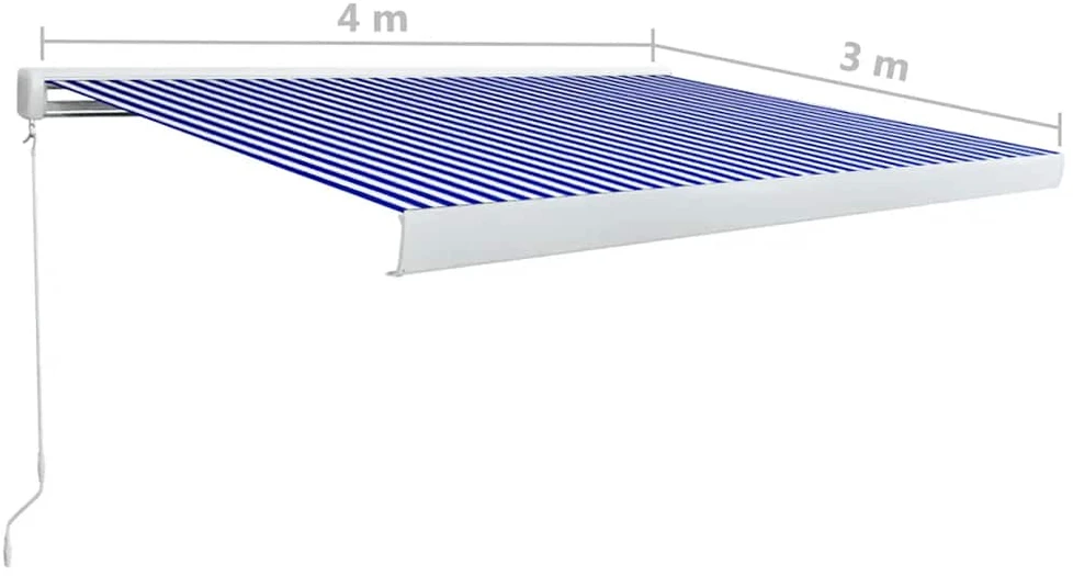 Rankiniu būdu ištraukiama markizė, mėlyna ir balta, 400x300cm