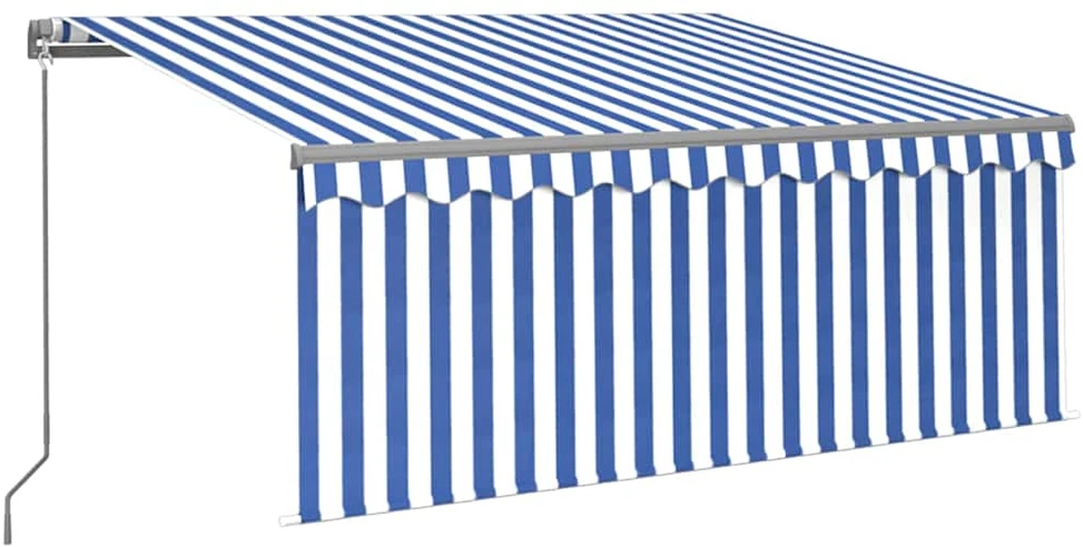 Rankiniu būdu ištraukiama markizė, mėlyna ir balta, 3,5x2,5m