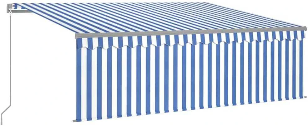 Rankiniu būdu ištraukiama markizė, mėlyna ir balta, 4,5x3m