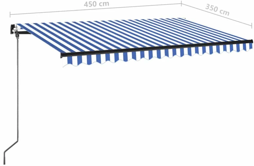 Rankiniu būdu ištraukiama markizė, mėlyna ir balta, 450x350cm