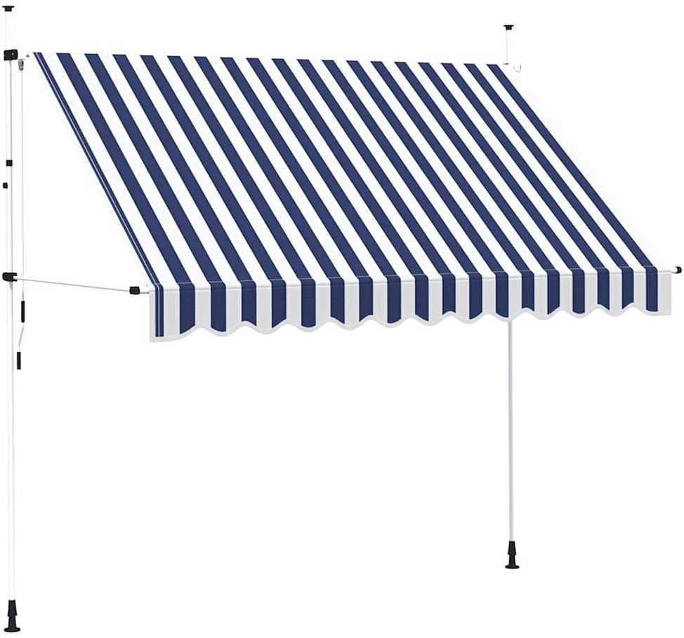 Rankiniu būdu ištraukiama markizė, mėlyni/balti dryžiai, 300cm