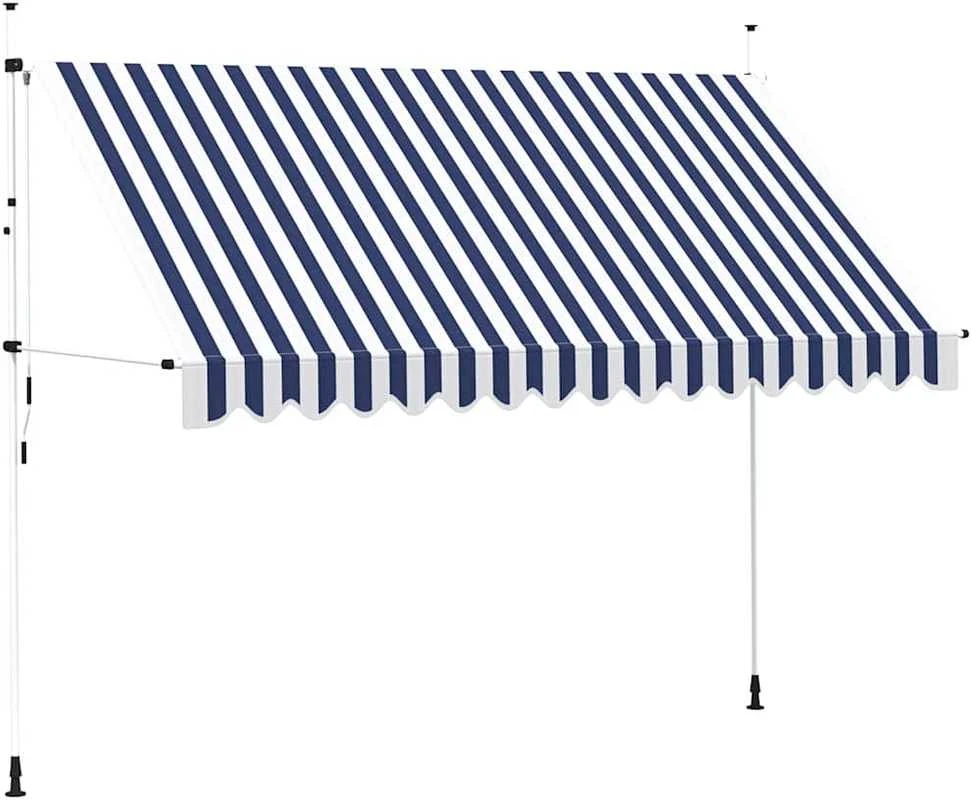 Rankiniu būdu ištraukiama markizė, mėlyni/balti dryžiai, 350cm