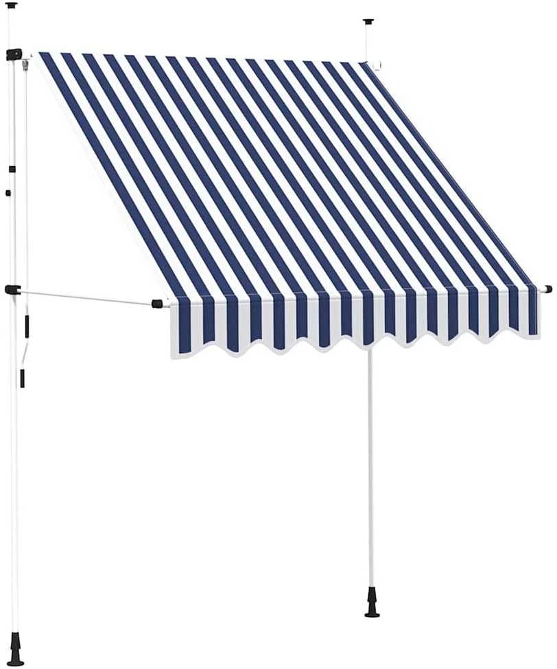 Rankiniu būdu ištraukiama markizė, mėlyni/balti dryžiai, 200cm