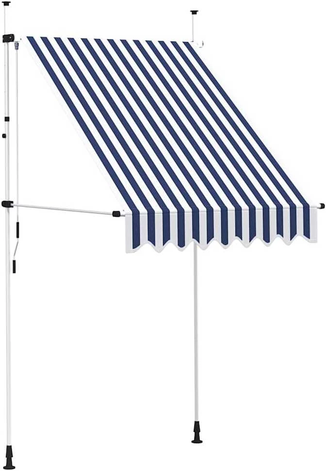 Rankiniu būdu ištraukiama markizė, mėlyni/balti dryžiai, 150cm