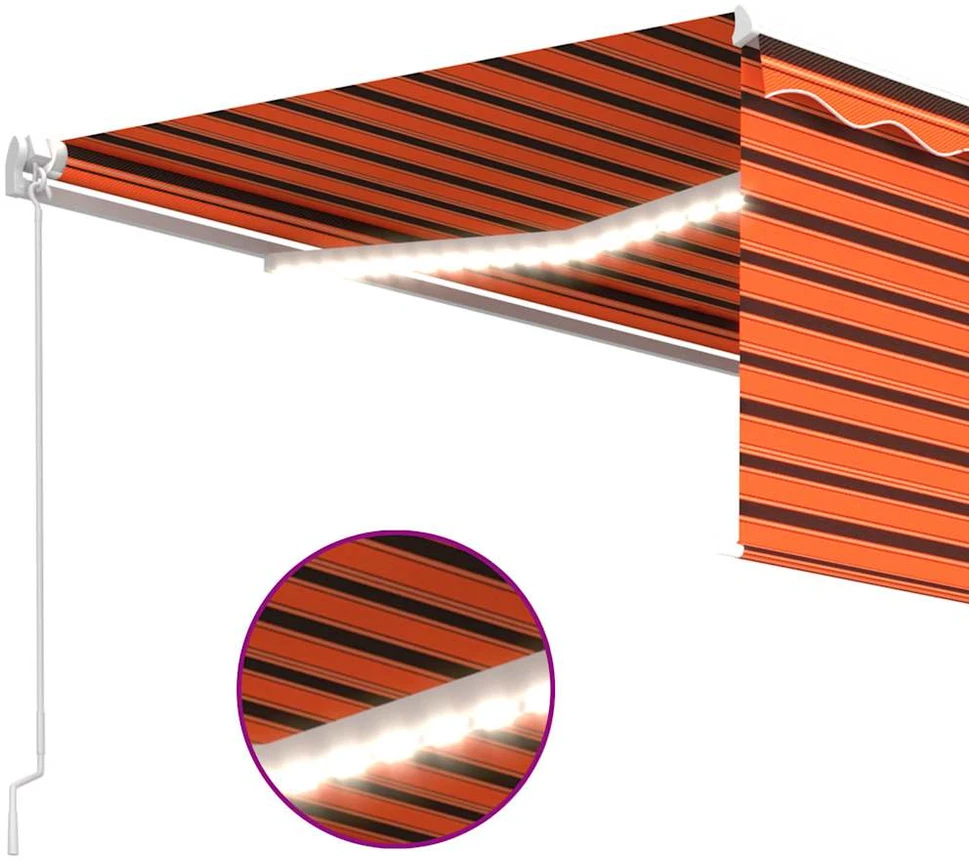 Rankiniu būdu ištraukiama markizė, oranžinė ir ruda, 4x3m